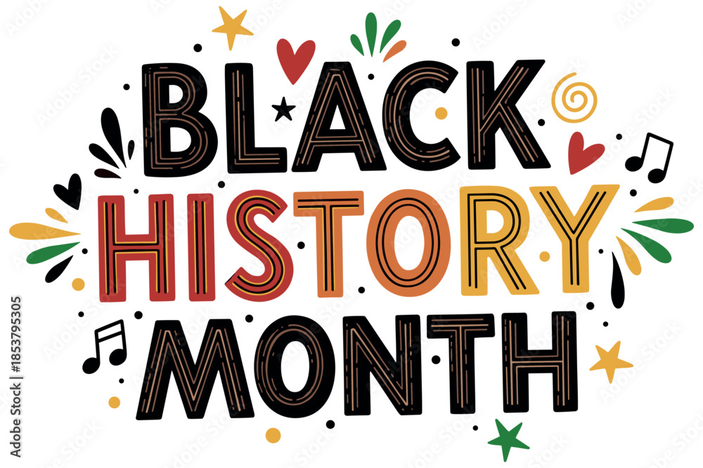 Fototapeta premium Colorful black history month celebration artwork with musical accents