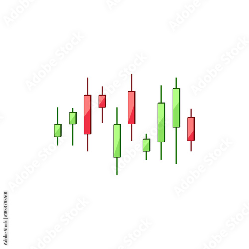 Candlestick charts illustrating financial market trends, including rising and falling prices, representing investment and economic data for professional analysis and trading