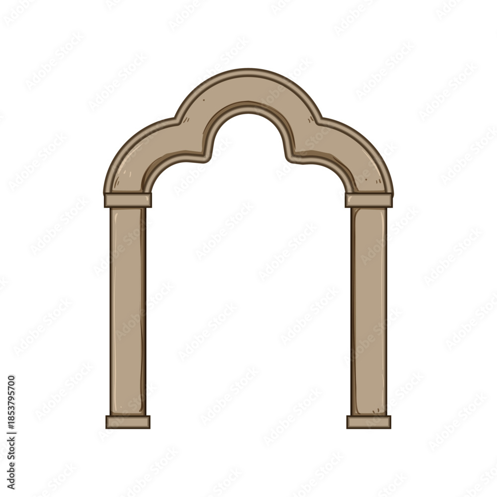 Naklejka premium Ornate stone archway featuring a traditional architectural style with decorative curves, forming a classic entrance or passageway element, suitable for various design projects