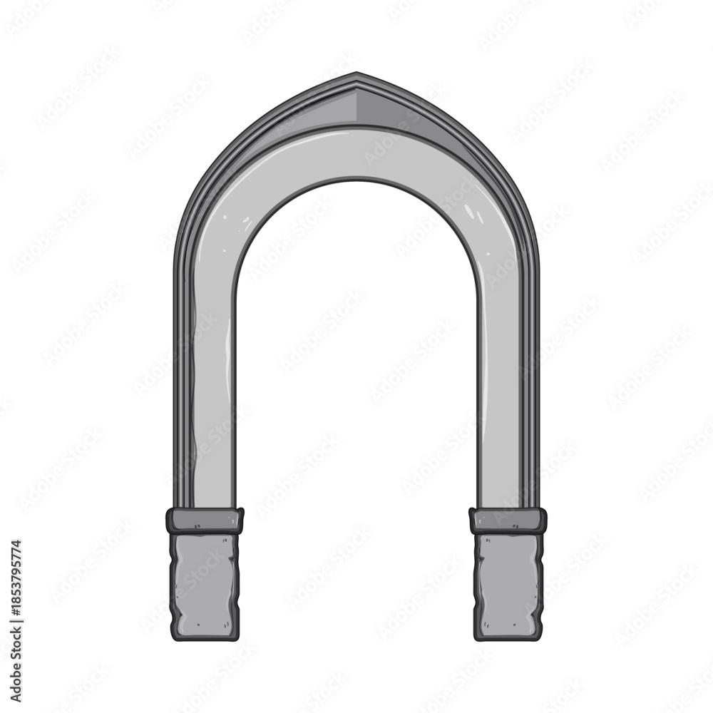 Naklejka premium Stone archway with a pointed top and two sturdy pillars, symbolizing history, entrance, and architectural design, rendered with a light gray color and simple lines