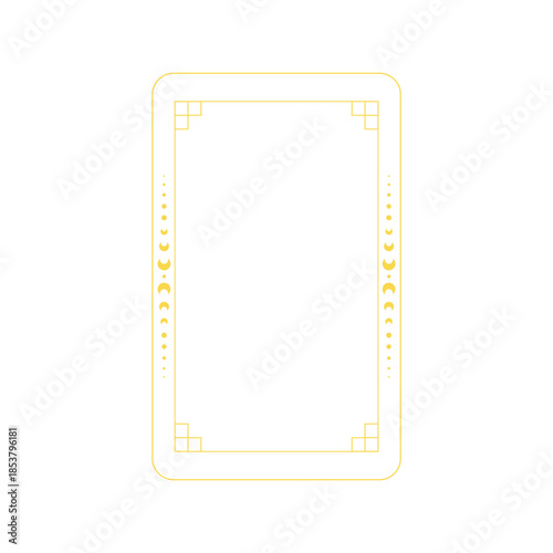 Empty rectangular outline with rounded corners featuring celestial elements and geometric patterns, ideal for spiritual or magical themed cards and designs