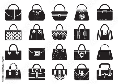 Collection of stylish handbag silhouettes for fashion design