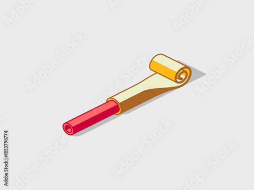 Party blower isometric vector illustration with shadow