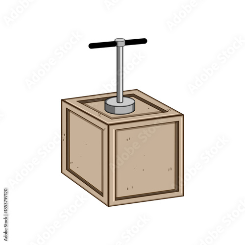 Blasting machine with a t handle plunger ready for operation, representing dangerous situations, detonation, demolition, and the initiation of a powerful action
