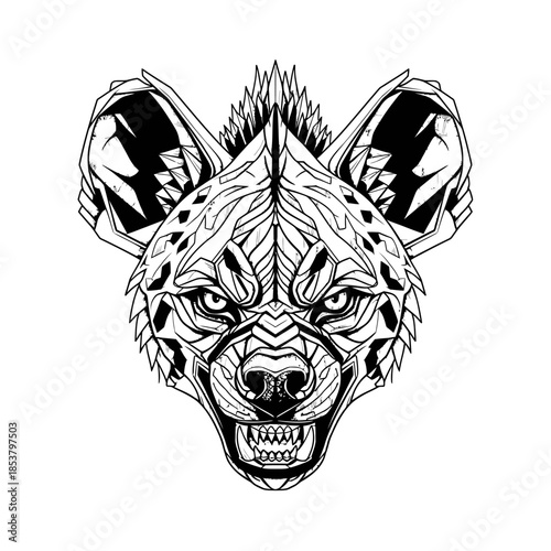 Detailed Illustration of Hyena Head.