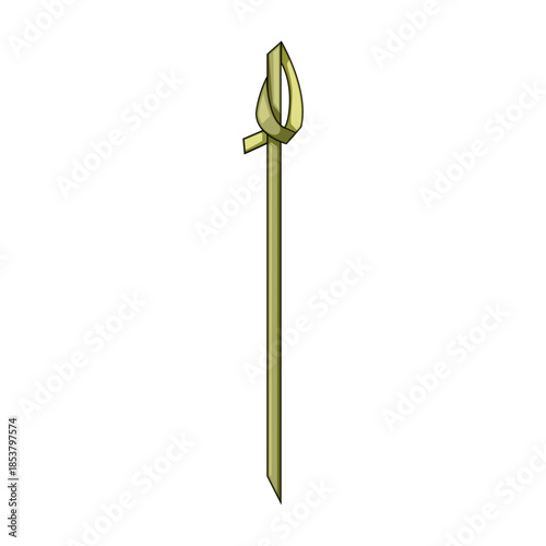 Long bamboo cocktail skewer featuring an ornate decorative loop at the top, commonly used for serving appetizers, fruit garnishes, and small bites at parties and events