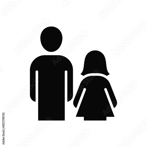 Family Icon – Parents and Child People Silhouette Vector