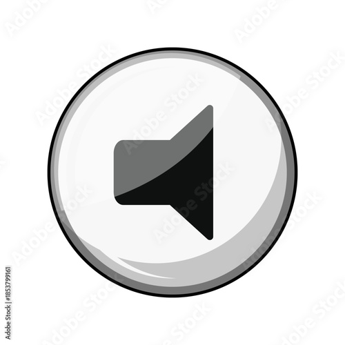Free Download Glossy circular button with a dark gray speaker icon signifying audio control, commonly used in user interfaces for web, apps, or electronic devices to represent a low volume or mute function - GFXLoad