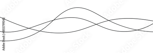 Thin line wavy horizontal abstract background. Abstract black lines wave curve motion on white background.