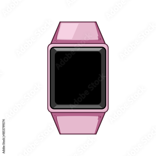 Pink digital smartwatch featuring a blank black screen, symbolizing modern wearable technology, activity tracking, health monitoring, and convenient mobile communication for a connected lifestyle
