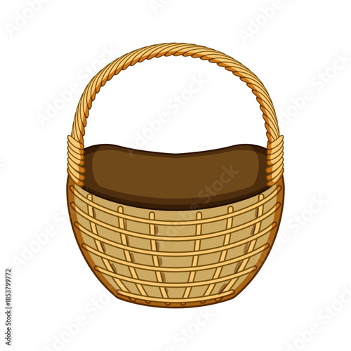 Empty woven basket showing natural texture, providing a versatile container or storage solution for various items, perfect for gathering, decor, or gift packaging concepts