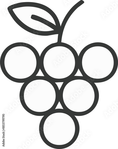 A minimalist black line icon of grapes bunch,