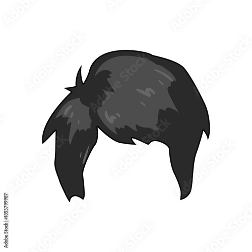 Dark hair wig design depicting a fashionable short men's haircut, ideal for character creation, avatar customization, costume elements, and comic book illustrations