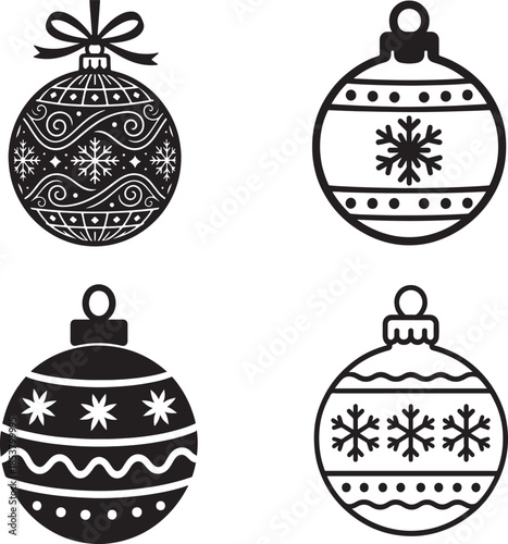 set of christmas ornaments