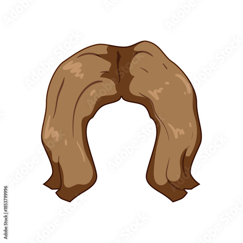 Brown men's artificial wig with retro classic hairstyle, versatile costume or fashion accessory for vintage 70s80s looks, isolated on white background, cutout styling prop