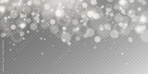 White glowing bokeh lights with sparkling particles.