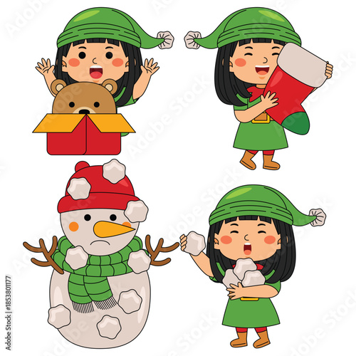 Elf Girl Cartoon Christmas Character