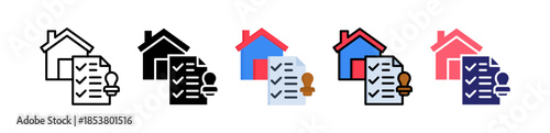 Building Permit Multiple Style Icon Set Collection. 