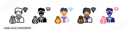 Investor Multiple Style Icon Set Collection. 