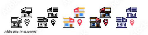 Residential Multiple Style Icon Set Collection. 
