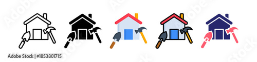Home Renovation Multiple Style Icon Set Collection. 
