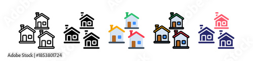 Housing Multiple Style Icon Set Collection. 