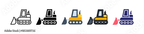 Excavator Multiple Style Icon Set Collection. 