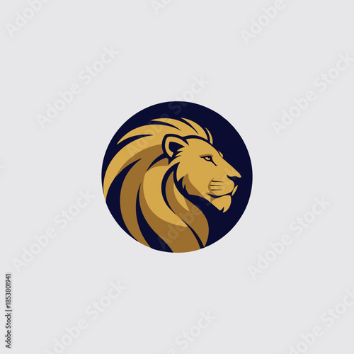 Wild roaring lion king head tattoo set. Front and side view predator face, lions heads black and white ink sketch silhouettes