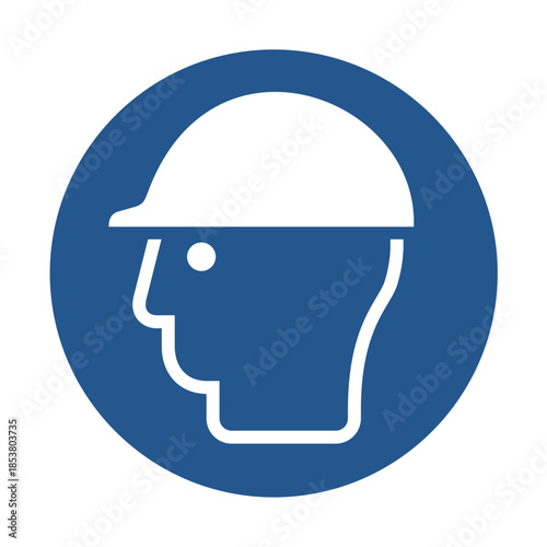 ISO 7010 M014 Wear Head Protection Safety Sign. Mandatory Hard Hat Safety Icon. Industrial Safety Sign Wear Hard Hat. Health and Safety Sign Head Protection Mandatory. 