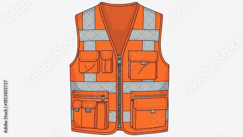 Professional Orange Reflective Safety Vest. Essential Workwear Apparel for Worker Protection