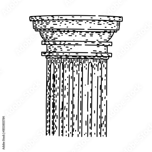Ancient column capital design featuring classic architectural elements with textured line art, symbolizing strength, history, and cultural heritage in a simple vector illustration