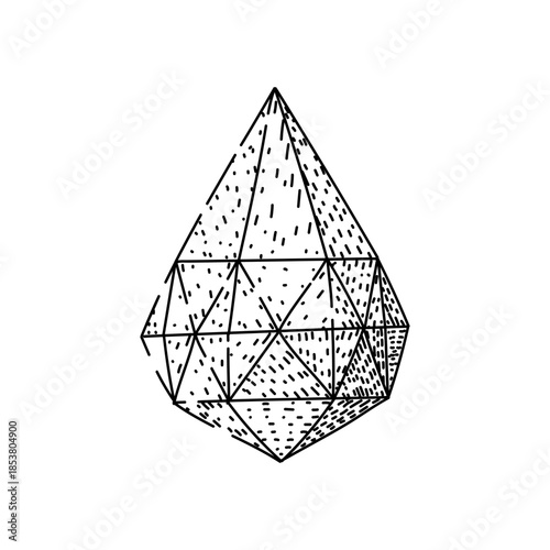 Abstract illustration of a faceted gem or diamond shape featuring a wireframe structure and dotted texture, representing concepts of value, luxury, and preciousness