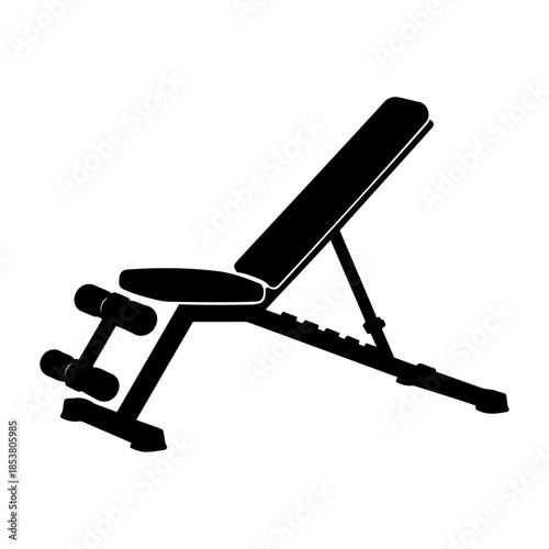 Adjustable Weight Bench with Dumbbells Silhouette for Fitness Training