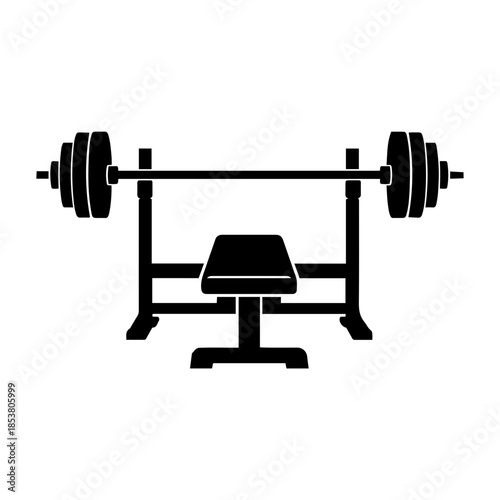 Bench Press Barbell and Weight Rack Icon for Strength Training