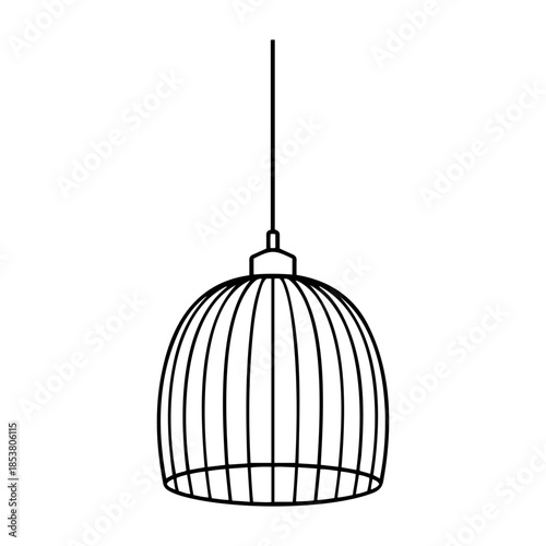 Modern Wire Cage Pendant Light Line Art Icon