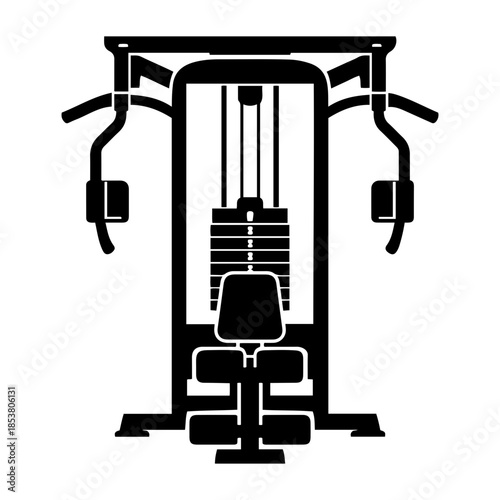 Multi-Gym Fitness Machine Silhouette Icon isolated on transparent background