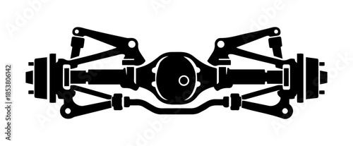 Off-Road Vehicle Axle and Suspension System Silhouette Icon