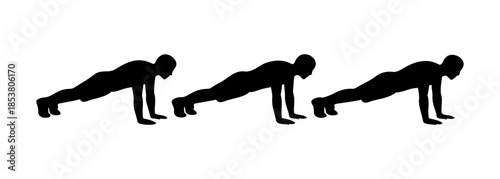 Push-Up Exercise Sequence Silhouette for Fitness Training