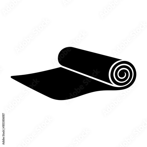 Rolled Mat or Fabric Material Silhouette Icon