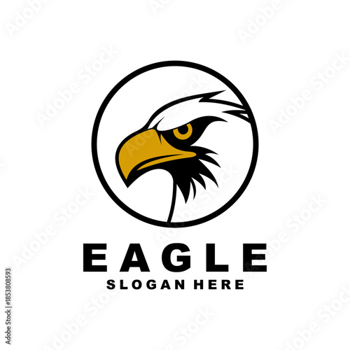 eagle head with circle logo design vector template