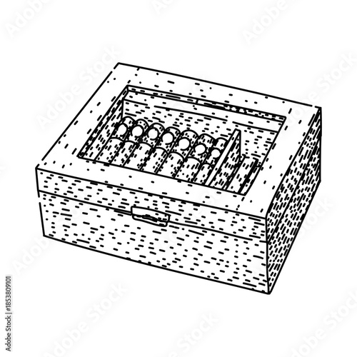 Wooden humidor box showing cigars through its glass lid, representing luxury, smoking culture, and sophisticated storage for tobacco products and accessories