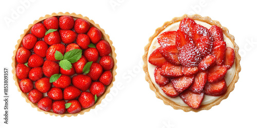 Fresh Strawberry Tart with Berries and Whipped Cream Delight Isolated on Transparent Background