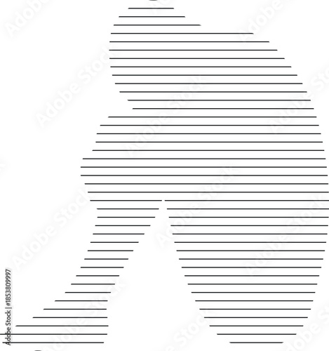 Minimalist Abstract Horizontal Line Art Human Figure Vector Graphic isolated PNG with Transparent Background