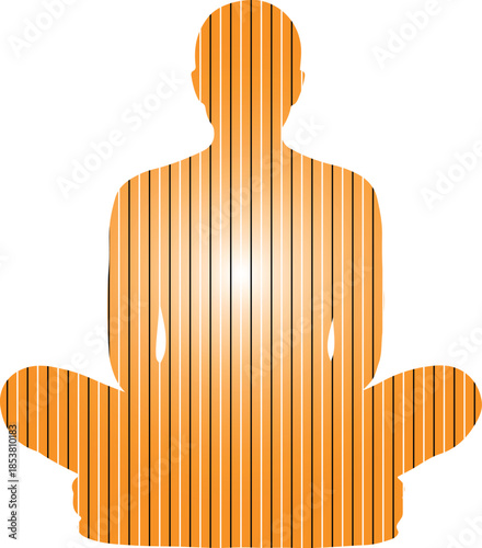 Isolated Orange Striped Meditating Person Vector Silhouette isolated PNG with Transparent Background