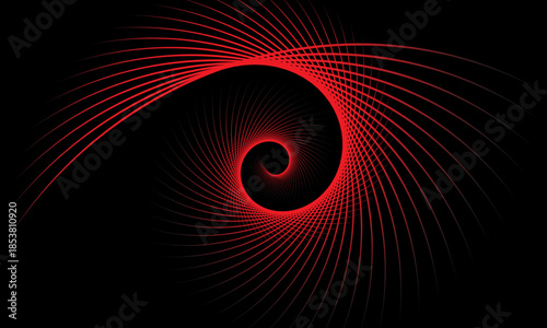 Abstract Red Spiral Curve Dynamic Futuristic Black Background Design