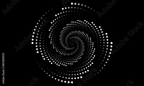 Black and white spiral dot pattern abstract modern background