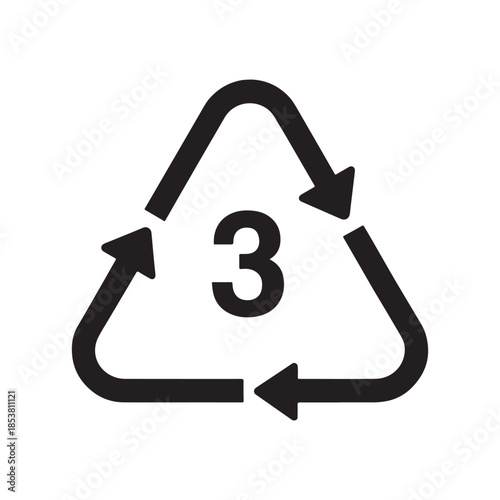 Recycling Code 3 Icon – PVC Plastic Recycling Symbol Vector