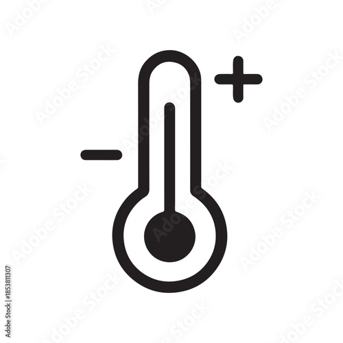 Thermometer Plus Minus Icon – Temperature Increase and Decrease Symbol Vector