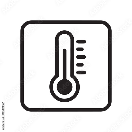 thermometer icon in a square box on white background