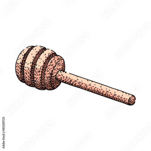 Honey dipper stick vector illustration showing a classic kitchen utensil used for serving organic honey and natural sweeteners, reflecting a healthy lifestyle